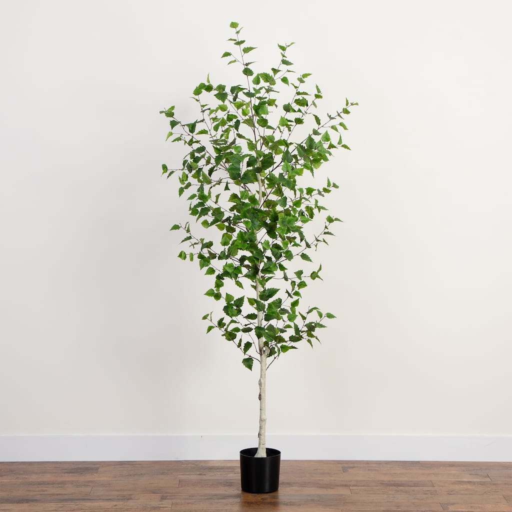 Artificial Birch Potted Tree - 7' - Green