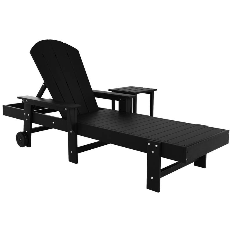 Polytrends Laguna Hdpe All Weather Outdoor Patio Pool Reclining Chaise Lounge With Side Table (2-Piece Set)