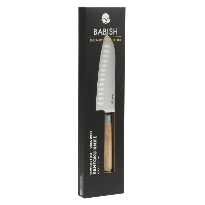 Babish High Carbon 1.4116 German Steel Full Tang 6.5-Inch Santoku Knife - for Chopping, Slicing, Dicing & Precision Prep
