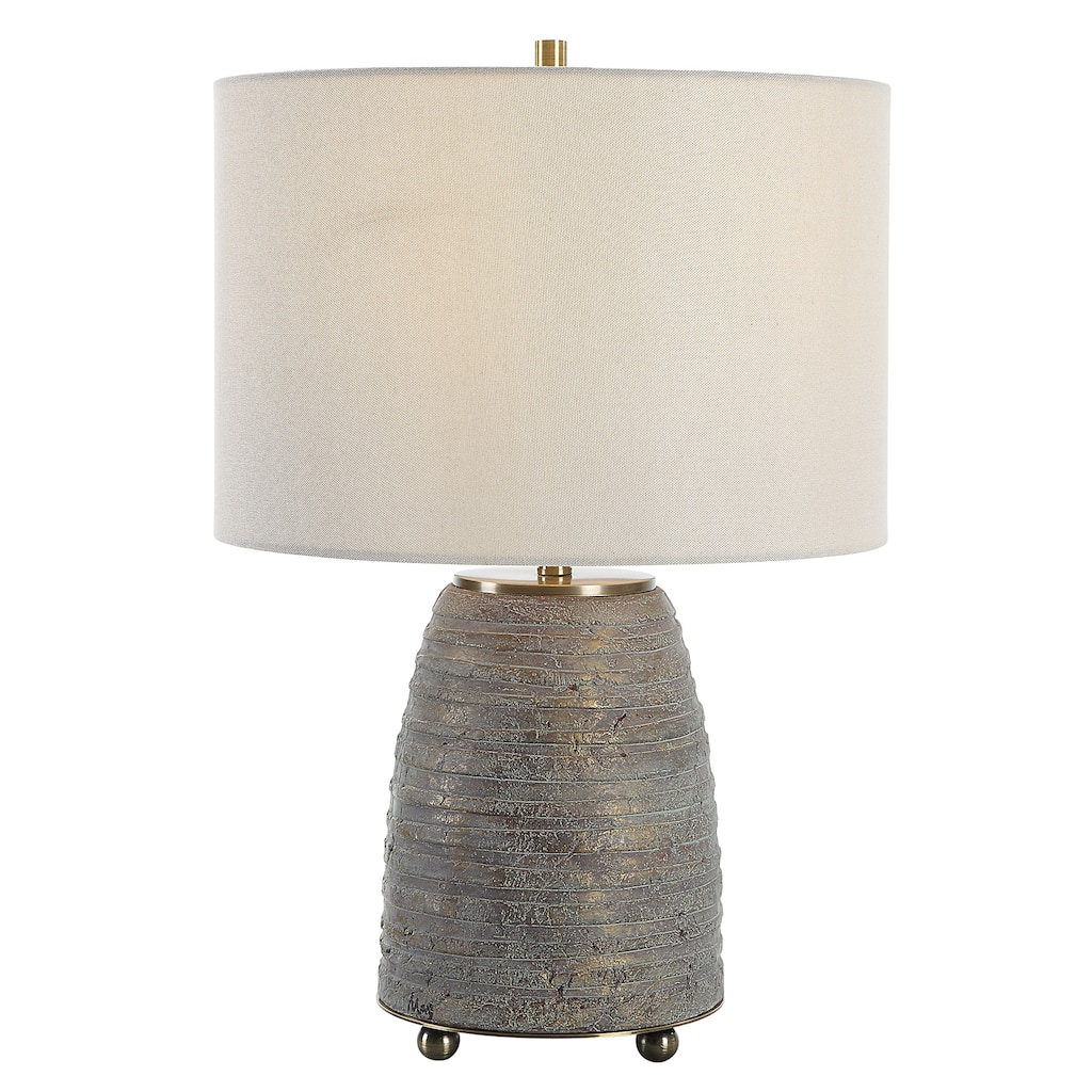 Uttermost Gorda Bronze Ceramic Table Lamp - 23"H,   Shade 10"H x 15 Dia. (in)