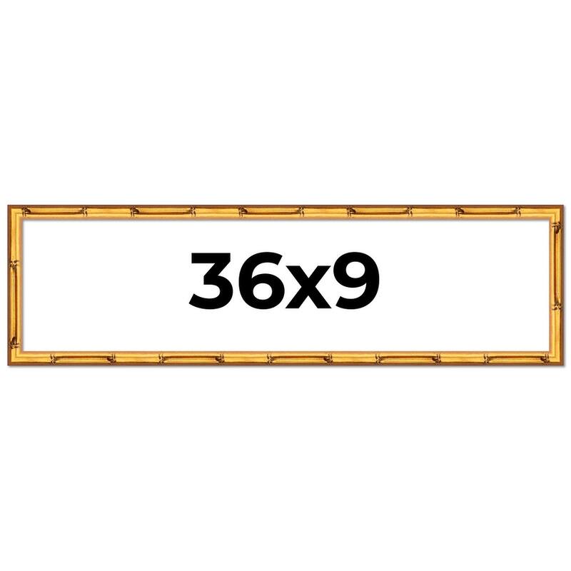 36x9 Frame Gold Bamboo Picture Frame Modern Photo Frame Includes UV Acrylic Shatter Guard Front Acid Free Foam Backing Board
