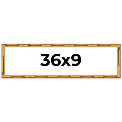 36x9 Frame Gold Bamboo Picture Frame Modern Photo Frame Includes UV Acrylic Shatter Guard Front Acid Free Foam Backing Board