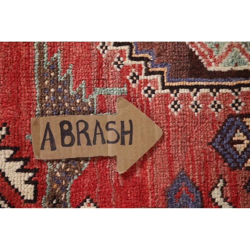 Hand Knotted Oriental 100% Wool Carpet Traditional Tribal Red Shiraz Area Rug - 9' 5'' X 5' 3''