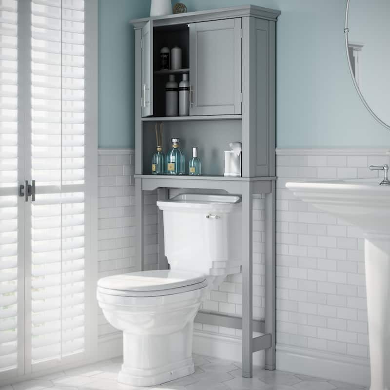 RiverRidge Somerset Over the Toilet Bathroom Spacesaver Wall Medicine Storage Cabinet with Adjustable Shelf - Gray
