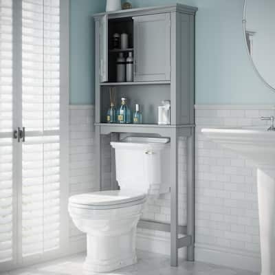 RiverRidge Somerset Over the Toilet Bathroom Spacesaver Wall Medicine Storage Cabinet with Adjustable Shelf - Gray