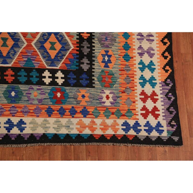 Southwestern Style Kilim Large Rug Flatweave Oriental Wool Carpet - 10'2"x 16'0"