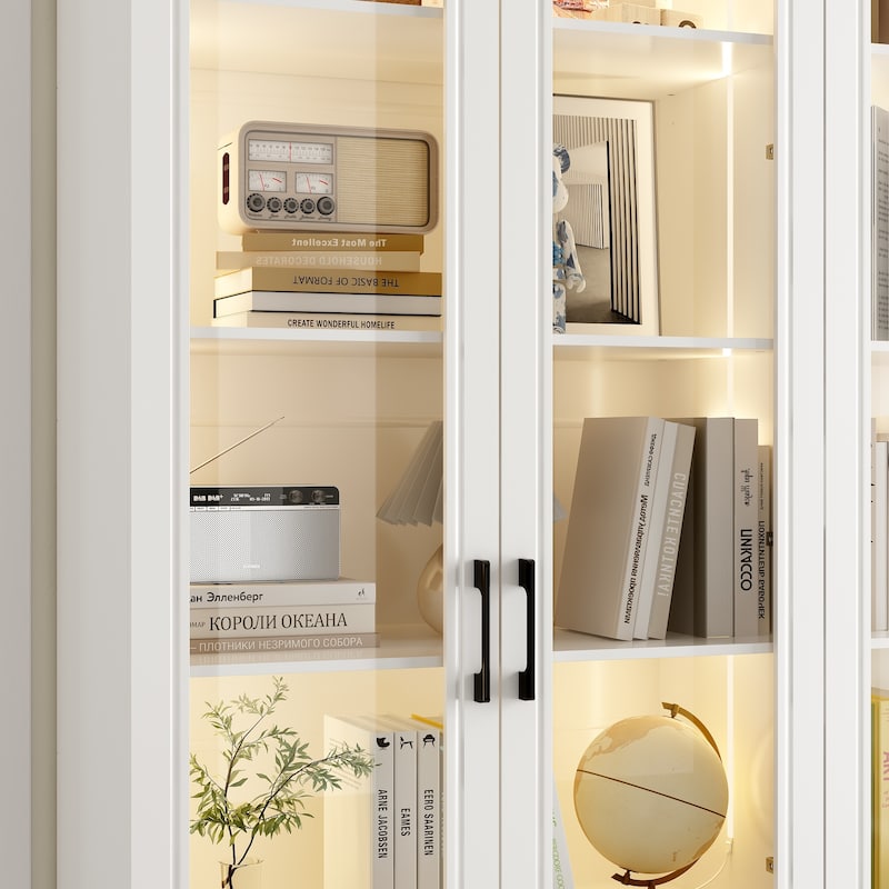 Organizer Eco-Friendly Accent Light Strip Bookshelves Display Cabinet - 63"x78.7“