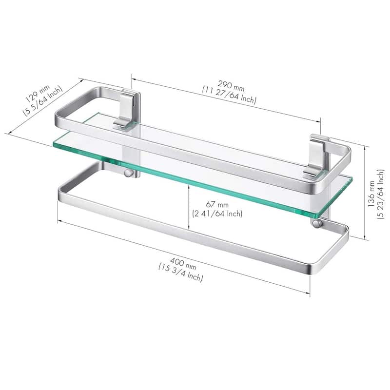 Wall Mount Glass Floating Shelf With Towel Bar