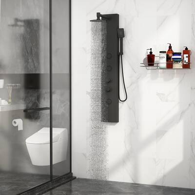 Wall Shower System Stainless Steel Black Rainfall and Waterfall Shower