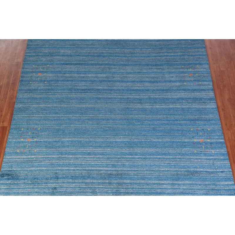 Hand Knotted Oriental 100% Wool Carpet Tribal Tribal Navy Blue & Blues Gabbeh Area Rug - 9' 10'' X 7' 10''