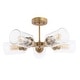 preview thumbnail 2 of 4, Jaynie 21.5" 5-Light Farmhouse Industrial Iron Cylinder LED Semi Flush Mount, Brass Gold/Clear by JONATHAN Y
