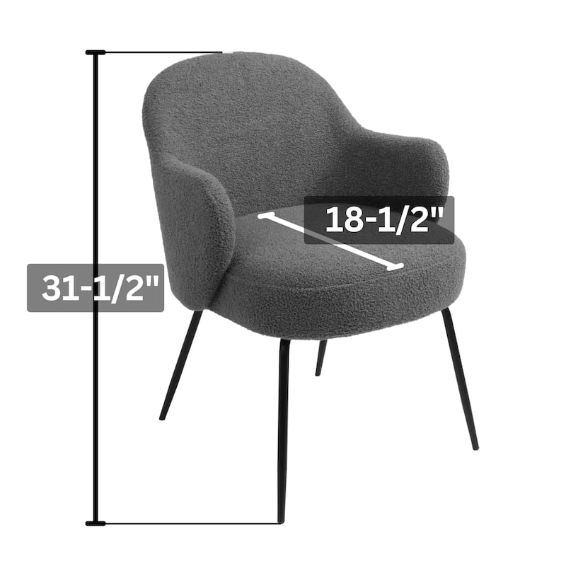 Furnish Theory Nordic Comfort Dining Armchair Arm Chair w/ Various Boucle Fabric Upholstery Covers & Steel Leg Finishes