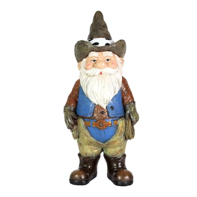 Exhart Bronco Billy Cowboy Gnome Garden Statue, 6 by 13.5 Inches