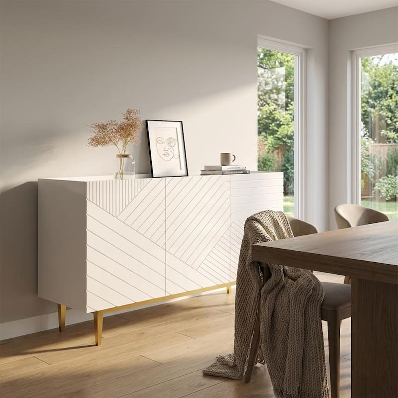Meble Furniture Portillo Modern Sideboard Cabinet - 59.9"W x 33.1"H High Gloss