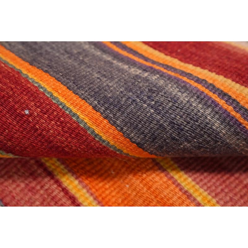 Hand Woven Oriental 100% Wool Carpet Southwestern Geometric Oranges & Rust Kilim Area Rug - 7' 7'' X 4' 6''