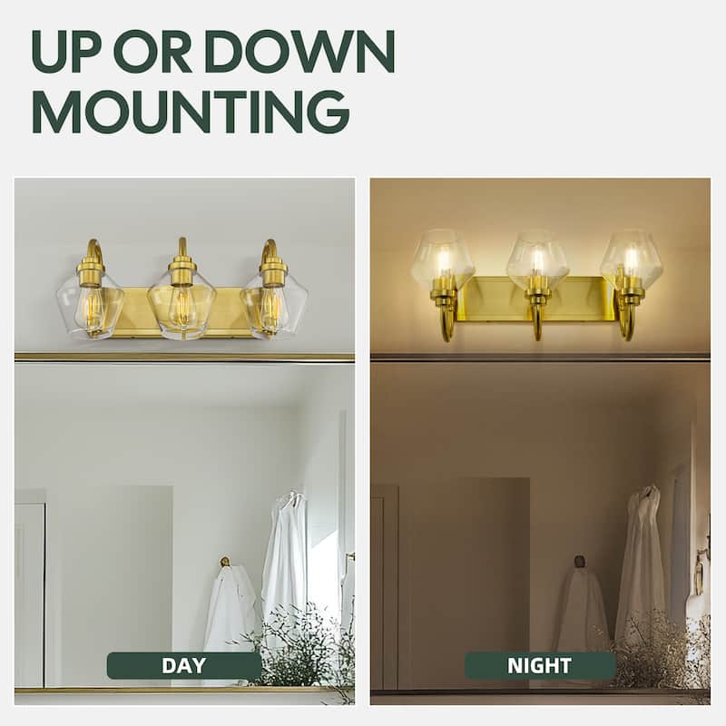 Modern 3/4-Light Bathroom Vanity Light in Black/Gold Finish