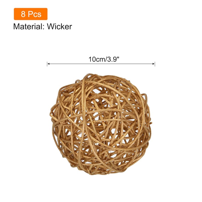 Wicker Rattan Balls 3.9 Inch Rattan Decorative Balls for Vase Fillers