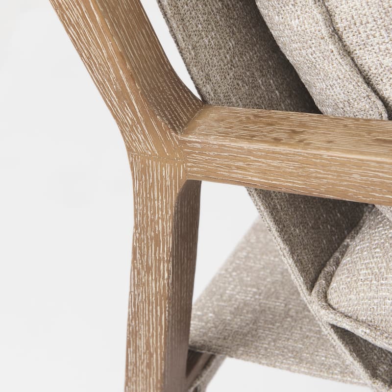 Brayden Light Brown Wood w/ Beige Fabric Seat Accent Chair