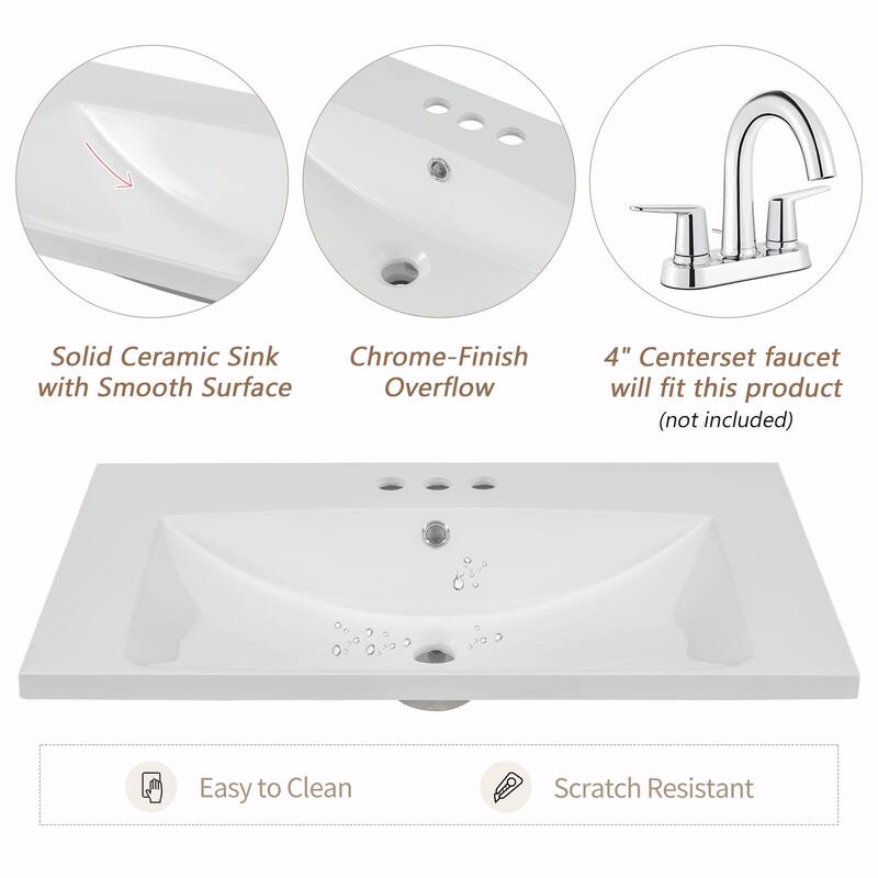 30" Bathroom Vanity with Sink Combo and Drawers