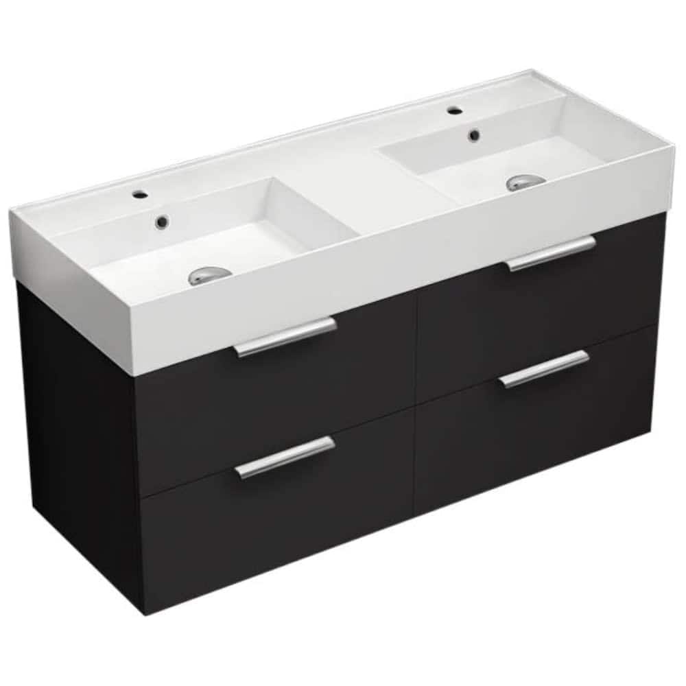 Nameeks Derin-4818-W-2 Derin 48" Wall Mounted Double Basin Vanity Set