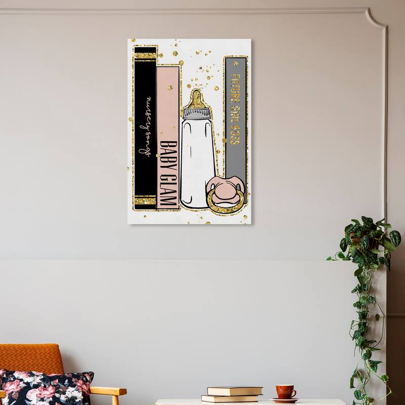 Wynwood Studio Canvas Fashion and Glam Baby Glam Books Black and Light Pink Glam Wall Art Canvas Print - 30 x 20