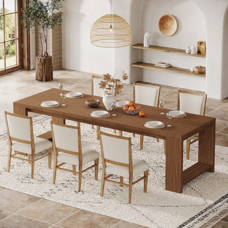 86.6 Inch Farmhouse Dining Table, Large Rectangular Kitchen Table for 6