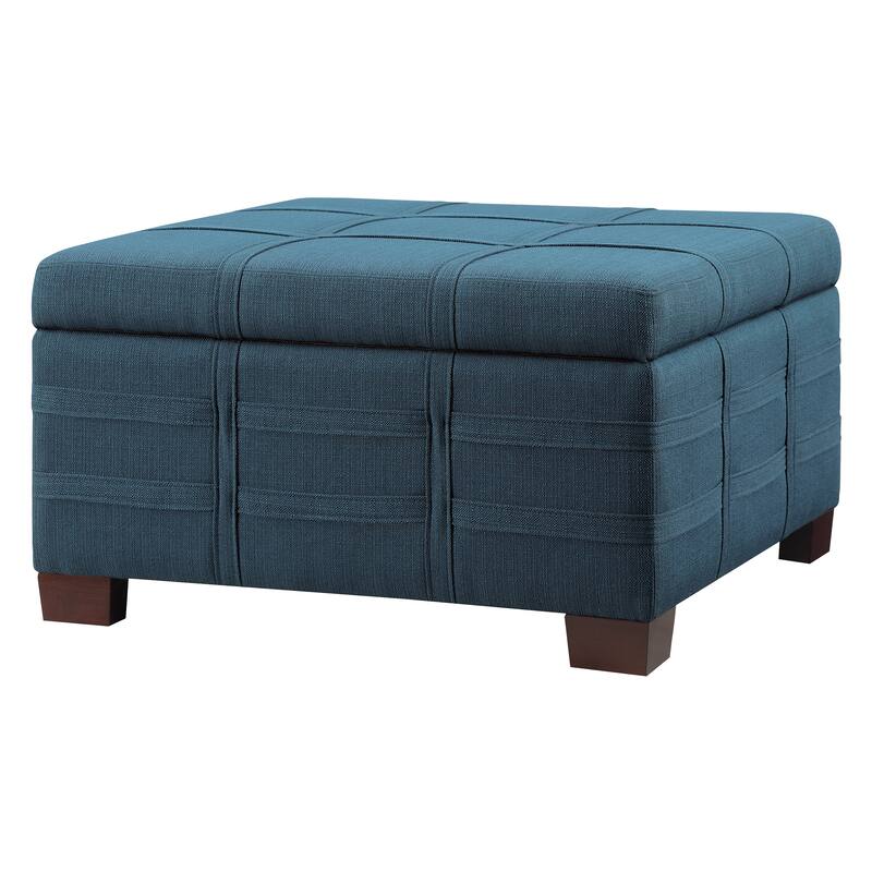 Detour Strap Square Storage Ottoman in Faux Leather