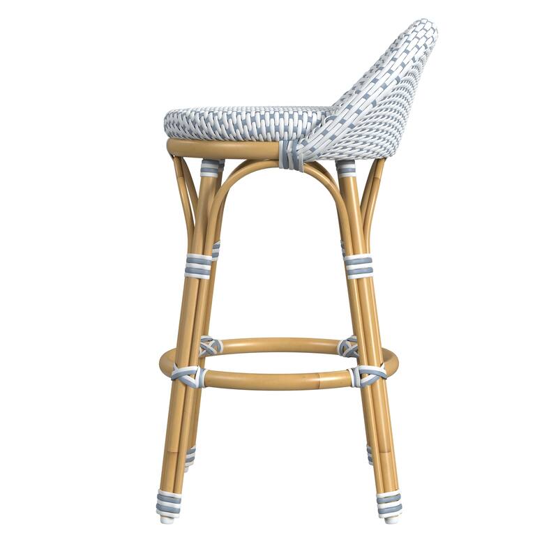 Tobias Outdoor Rattan and Metal Low Back Counter Stool