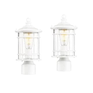 Outdoor Post Lanterns with Seeded Glass 2 Pack
