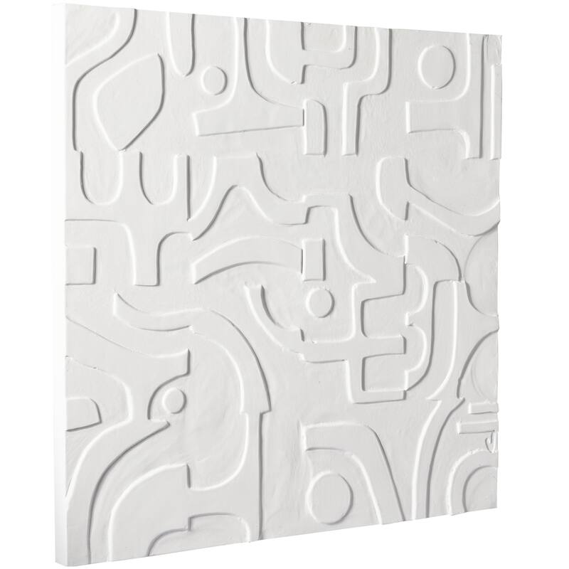 Wooden Geometric Handmade Intricately Carved Home Wall Decor - White - CosmoLiving by Cosmopolitan