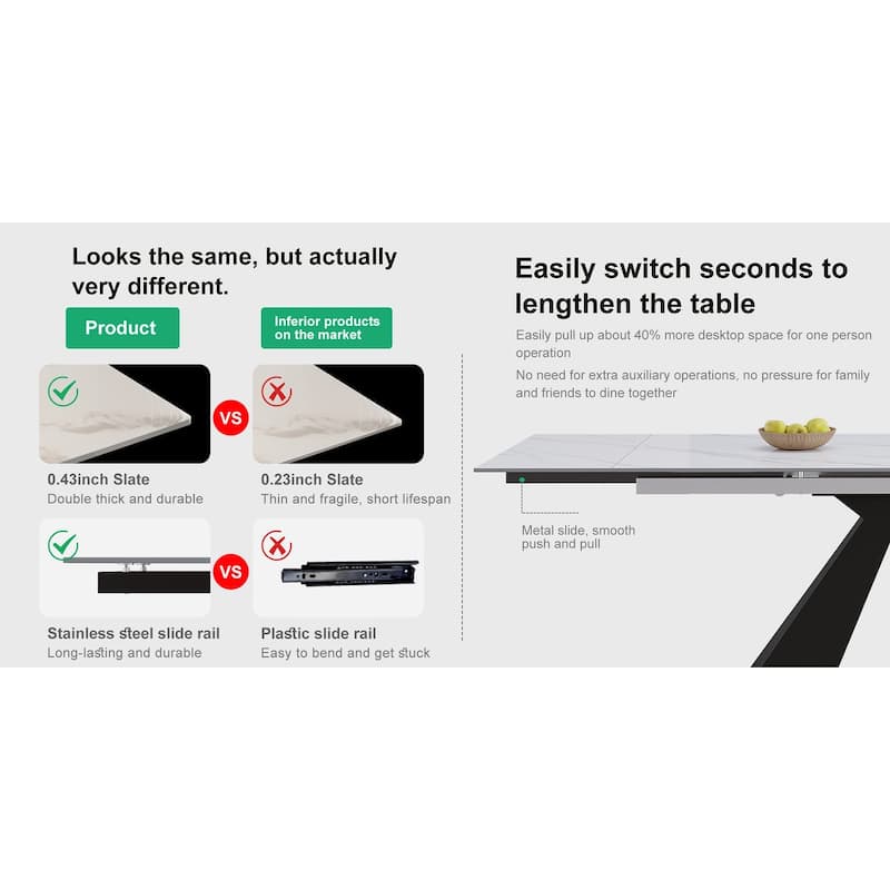 Extendable Rectangular Sintered Stone Double Pedestal Dining Table