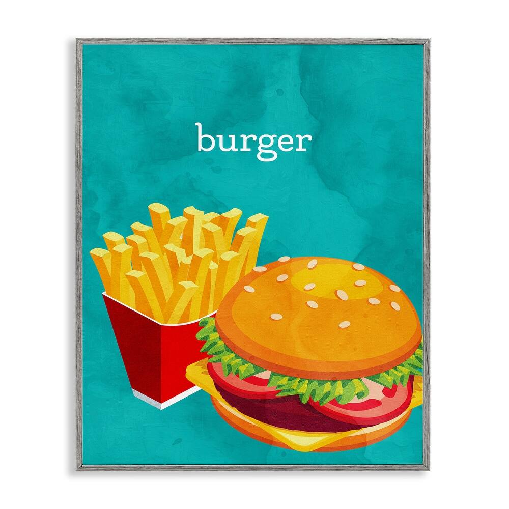 Stupell Satisfying Burger & Fries Framed Giclee Art Design By Kim Allen