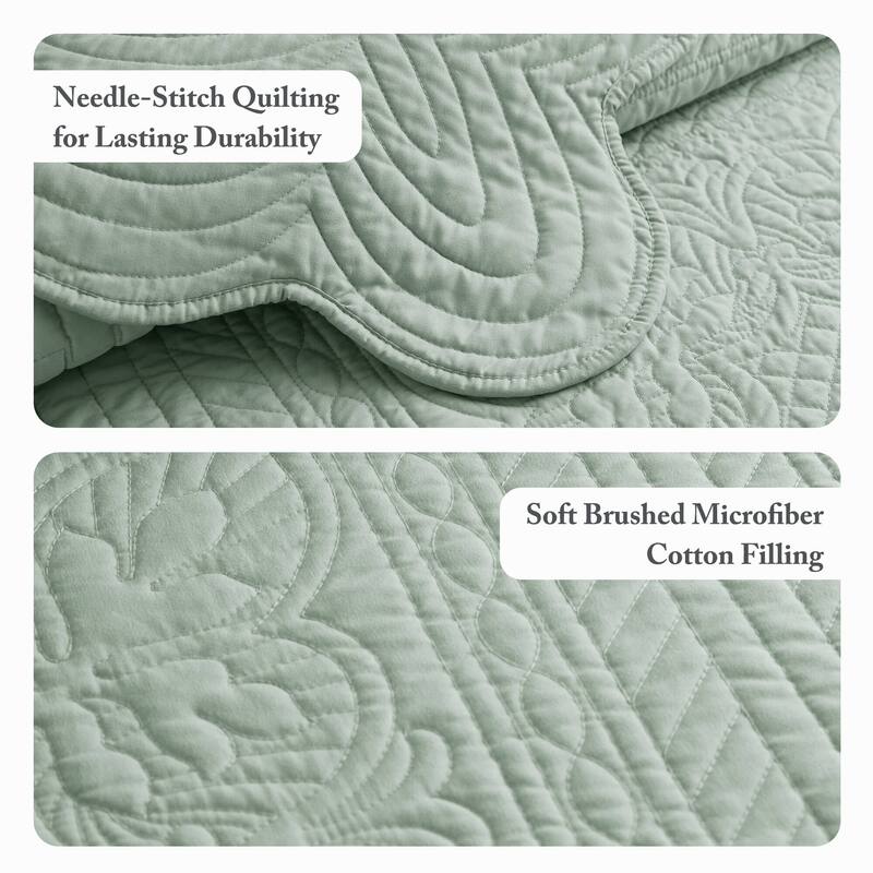Madison Park Marino 3 Piece Reversible Scalloped Edge Quilt Set