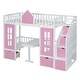 preview thumbnail 16 of 52, Solid Wood Bunk Bed Frame with 2 Drawers, Storage Stairs and Adjustable Table, Bunk Bed Turn into Upper Bed and Down Desk