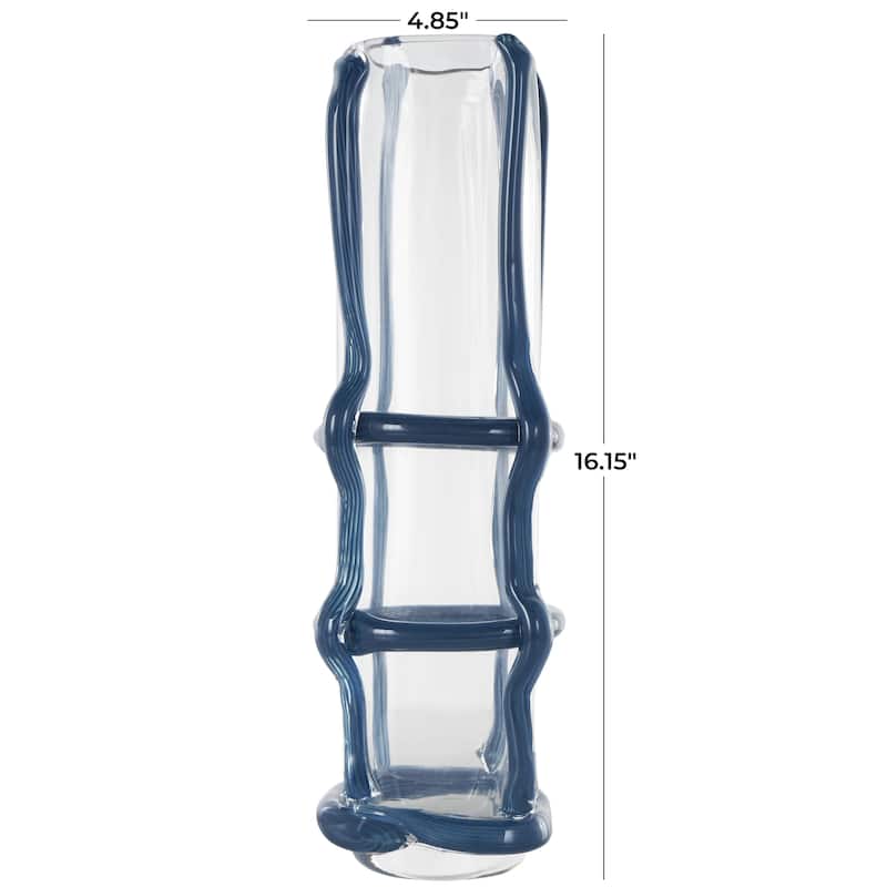 Recycled Glass Handmade Tall Decorative Vase with Glass Framing - Blue or Black - Roche River Decor