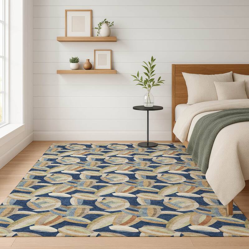 Machine Washable Indoor/ Outdoor Modern Heli Chantille Rug