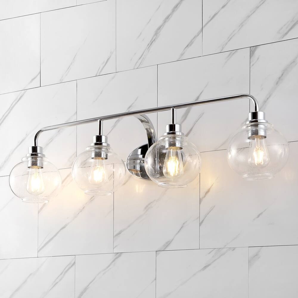 Staunton Iron/Seeded Glass Cottage Rustic LED Vanity Light, by JONATHAN Y