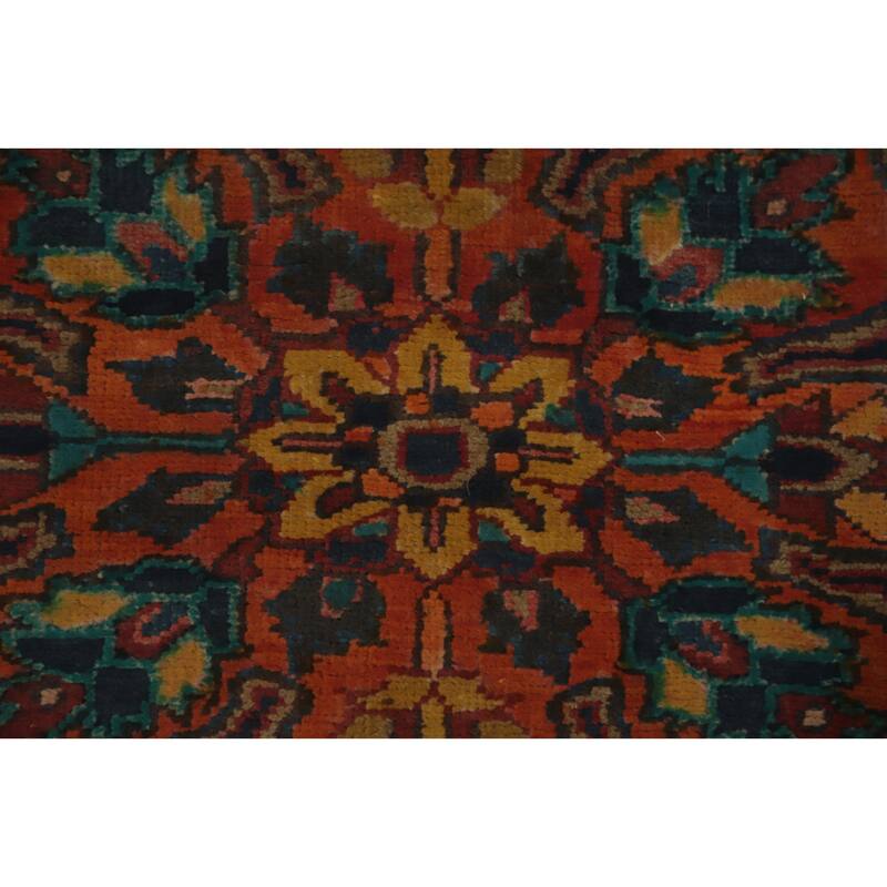 Hand Knotted Oriental 100% Wool Carpet Traditional Floral Red Heriz Runner Rug - 11' 1'' X 3' 10''