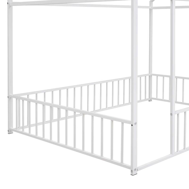 Metal Bed House Bed with Fence