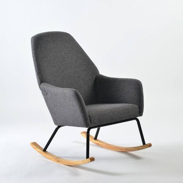 Espresso Brown Faux Leather With Walnut Finish Rocking Chair