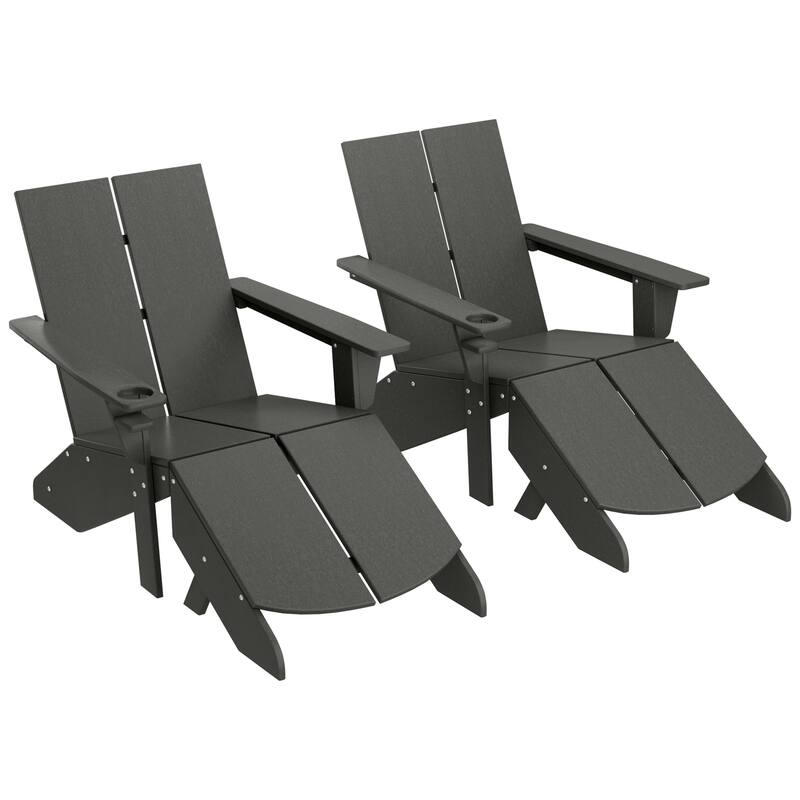 Coastin Modern Poly Adirondack Chair With Ottoman (Set of 2)