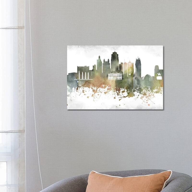 iCanvas "Kansas City Skyline" by WallDecorAddict Canvas Print - 18x26x1.5