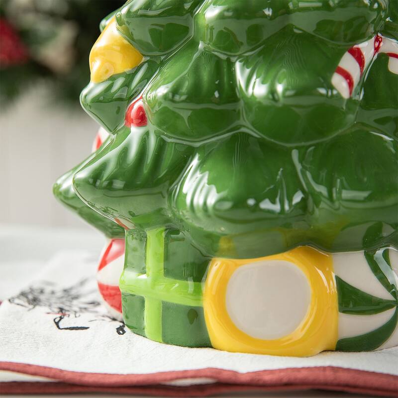 Glitzhome 3 Piece Dolomite Christmas Nutcracker or Tree Cookie Jar Set