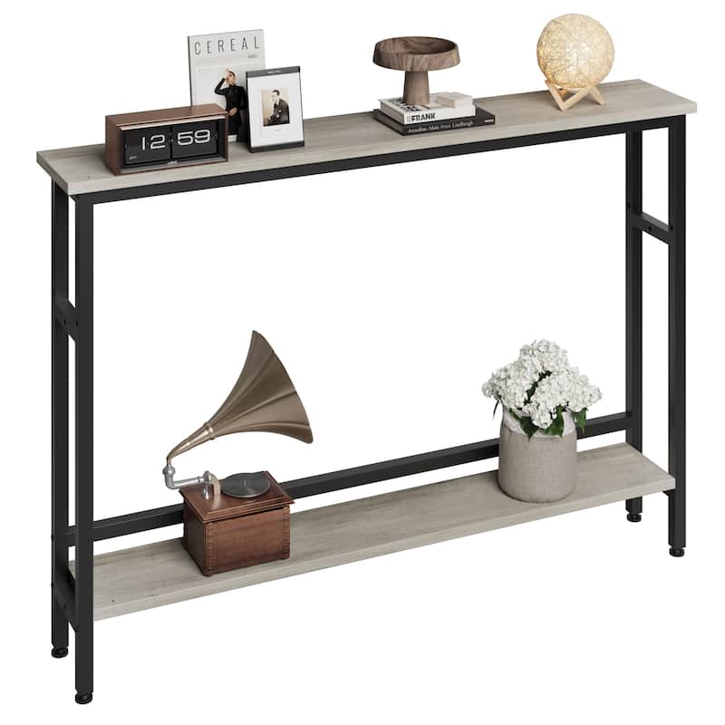 5.9 Inch Narrow Behind Couch Table 2-Tier Console Table - grey