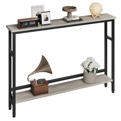 5.9 Inch Narrow Behind Couch Table 2-Tier Console Table