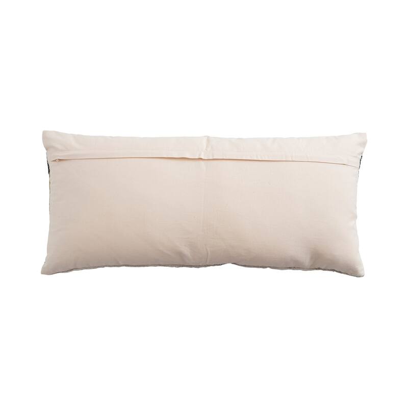 Woven Wool Blend Lumbar Pillow with Gold Metallic Thread and Stripes