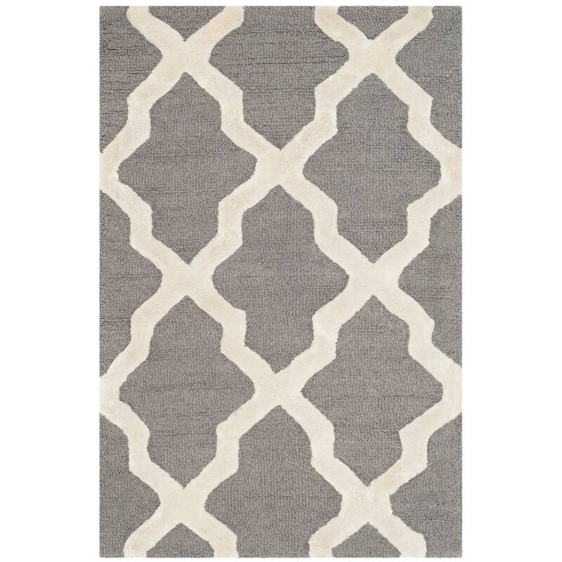SAFAVIEH Handmade Cambridge Zavastiea Modern Wool Rug - 2' x 3' - Grey/Ivory