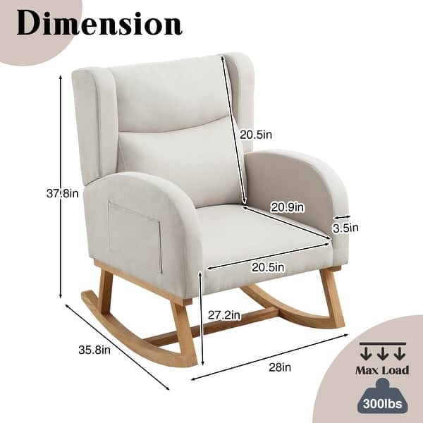 dimension image slide 7 of 9, HOMYKA 28" Wide Rocking Chair for Nursery