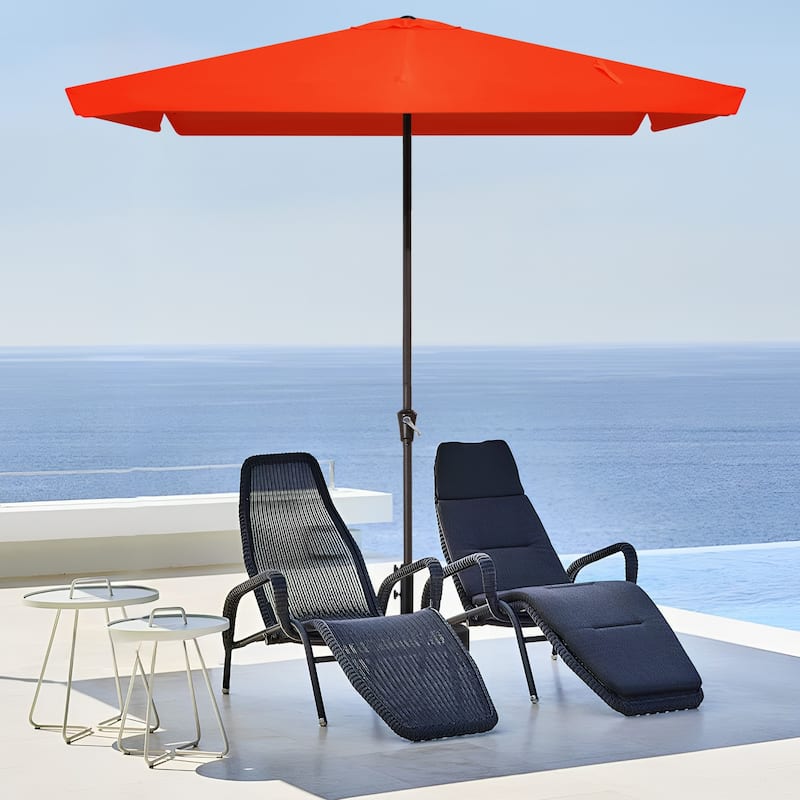 8*10ft Rectangular Patio Market Umbrella with Sagging Edge，UV Risistance,Crank & Tilt