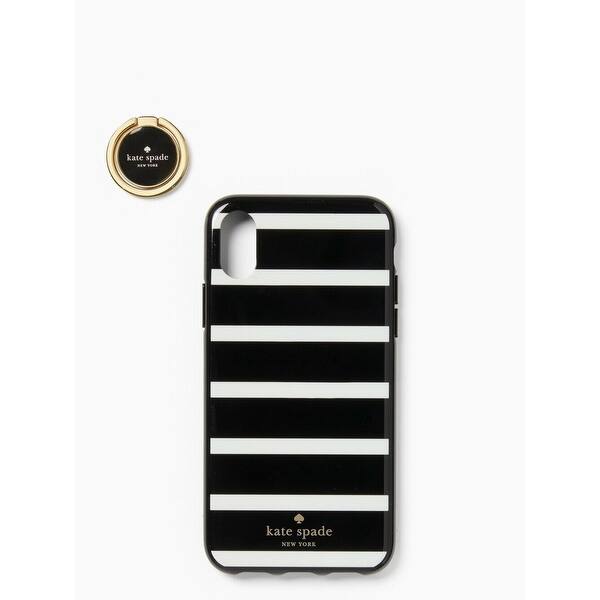 Shop Black Friday Deals On Kate Spade New York Ring Stripe Resin Iphone Xr Case Black Multi Overstock 27649462